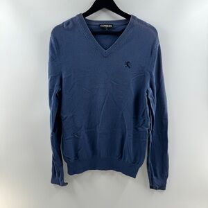 Express Men’s Blue V-Neck Sweater Size Medium Classic Knit